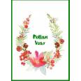 Carte artisanale Meilleurs Voeux aquarelle Arc Fleurs rouges