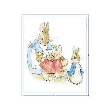 Carte artisanale Vintage Beatrix Potter Famille Peter Rabbit départ à l'école