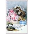 Carte artisanale Vintage Beatrix Potter Hérisson lavant le linge