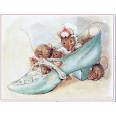 Carte artisanale Vintage Beatrix Potter Famille souris dans une chaussure