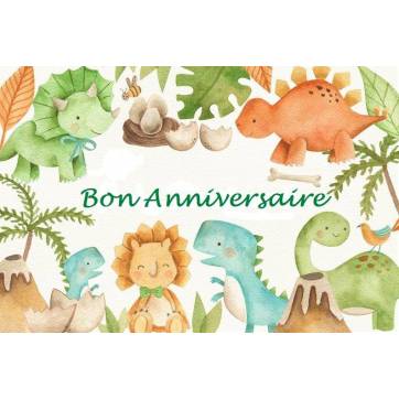 Carte artisanale Bon Anniversaire"Les petits Dinosaures"