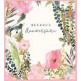 Carte Anniversaire Stephanie Dyment Heureux Anniversaire Fond blanc,fleurs roses et Eucalyptus