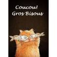 Carte artisanale Chat "Coucou Gros Bisous"