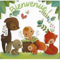 Carte Elen Lescoat "Bienvenue" Bébé et animaux des bois