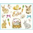 Carte de Pâques "Happy Easter" Lapins et Poussins