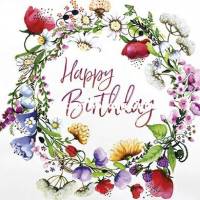 Carte Sabina Comizzi Happy Birthday Couronne de Fleurs