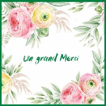 Carte florale merci, carte postale remerciements, carte merci pour