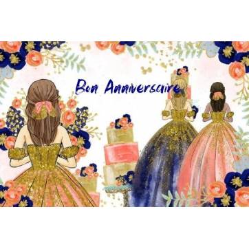Carte Anniversaire aquarelle  "Les robes de Bal"