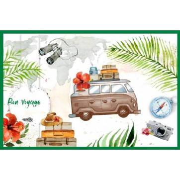 Carte Bon Voyage Mini Bus et valises