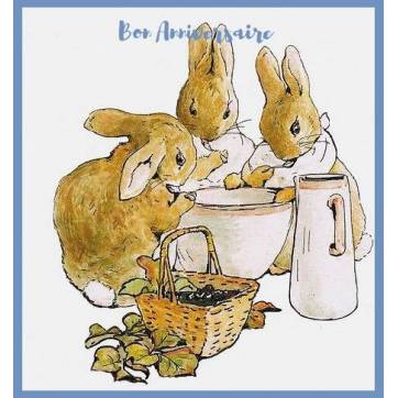 Carte Anniversaire Beatrix Potter Déjeuner de petits Lapins