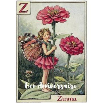 Carte Anniversaire Fées des Fleurs Zinnia