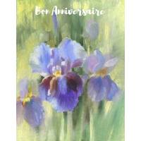 Carte Anniversaire Fleurs aquarelle Iris bleus