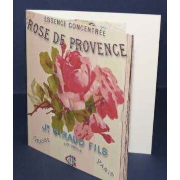 Carte double parfumée à la rose, motif Rose de Provence
