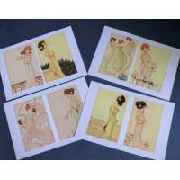 Cartes vintage, Jeunes Femmes de Raphaël Kirchner 1, paquet de 4 cartes