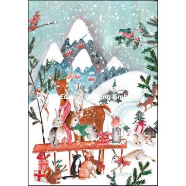 Carte double Joyeux Noël ou Nouvel an Animaux de la Forêt