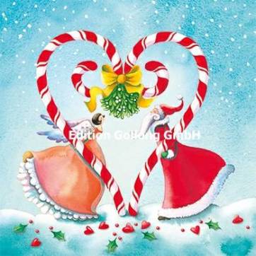 Carte Joyeux Noël ou Nouvel an Nina Chen L'Ange et le Père Noël