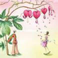 Carte Nina Chen Couple et Fleurs en Coeur