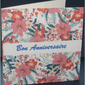 Carte Anniversaire double aquarelle Bouquet de Fleurs "Inès"