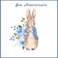 Carte Anniversaire enfants aquarelle Peter Rabbit bleu