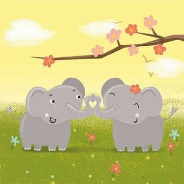 Carte Anniversaire Enfants Petits Eléphants et Paillettes