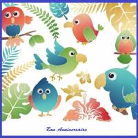 Carte Anniversaire Enfants Oiseaux multicolores