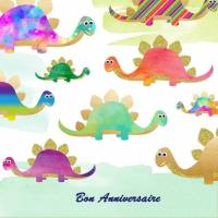 Carte Anniversaire Enfants Dinosaures colorés