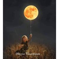 Carte Condoléances Enfant et Ballon Lune
