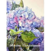 Carte Condoléances Hortensias bleus