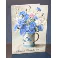 Carte Condoléances double Vase de Bleuets