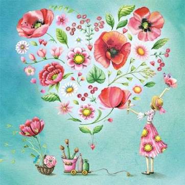 Carte Anniversaire Fleurs Nina Chen Le Coeur fleuri