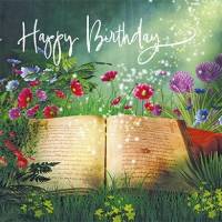 Carte Anniversaire Fleurs Happy Birthday Livre et Fleurs