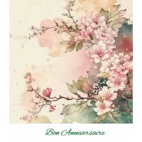 Carte Anniversaire Fleurs Ambiance japonaise Yatomi