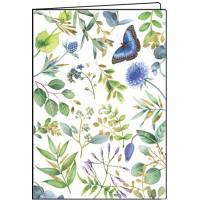Carnet Nina Chen Papillons bleus et Fleurs 10,5 x 15 cm