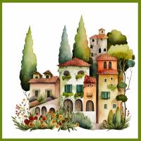 Carte Paysage Méditerranéen et Maisons colorées 8 sans texte