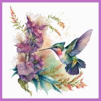 Carte aquarelle Oiseau Mouche coloré 7 sans texte