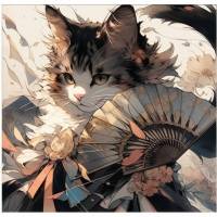 Carte aquarelle Chat Japonais 10 sans texte