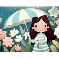 Carte "Happy Kids" Chloé, la pluie et les Fleurs sans texte