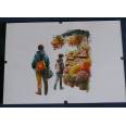 Cadre Sous-verre avec carte artisanale aquarelle Marché aux Fleurs 3