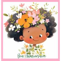 Carte "Happy Kids" Bon Anniversaire Mila et les Fleurs