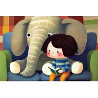 Carte "Happy Kids" Julia, l'Elephant et son livre sans texte