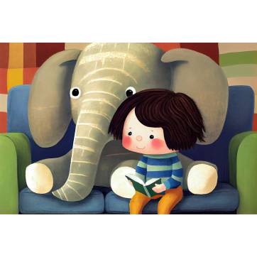 Carte "Happy Kids" Julia, l'Elephant et son livre sans texte