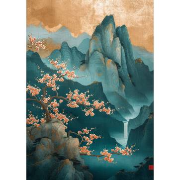 Carte Art Japonais Paysage fleuri 2 sans texte