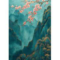 Carte Art Japonais Paysage fleuri 8 sans texte