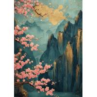 Carte Art Japonais Paysage fleuri 18 sans texte