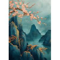 Carte Art Japonais Paysage fleuri 20 sans texte