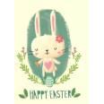 Carte artisanale simple Joyeuses Pâques Lapinette coeur