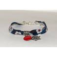 Bracelet liberty of London Mitsi bleu breloque rouge et roue bateau