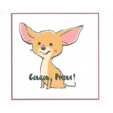 Carte artisanale simple Chihuahua "Coucou Bisous"