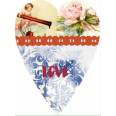 Carte artisanale Vintage Coeur Love rouge