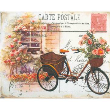 Carte artisanale Vintage "Bicyclette fleurie"